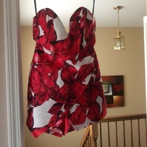 Missguided romper white and red flowers